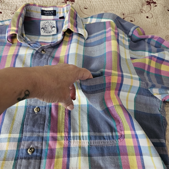 Gant Salty Dog Washed 100% Cotton Plaid Pastel Mens Buttondown XL - Picture 10 of 14